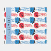 Couverture Polaire Pirate Jellyfish, Motif de méduses, Votre nom (Devant (Horizontal))