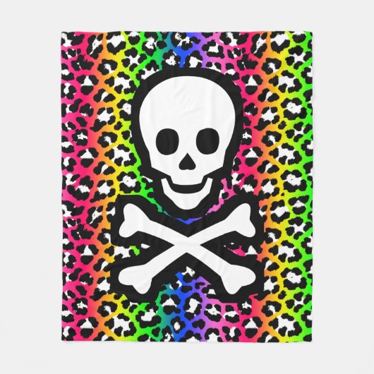 Couverture Polaire Pirate Jolly roger arc-en-ciel LGBT (Devant)