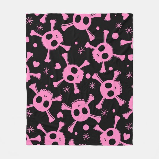 Couverture Polaire Pirate Skull : Girlish Hearts Motif (Devant)