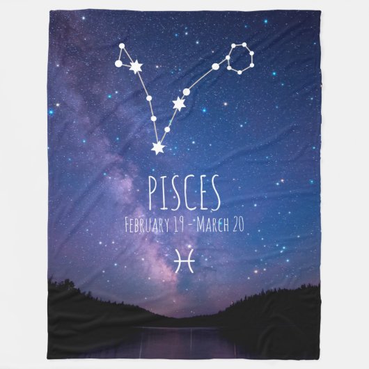 Couverture Polaire Pisces | Personalized Zodiac Constellation (Devant)
