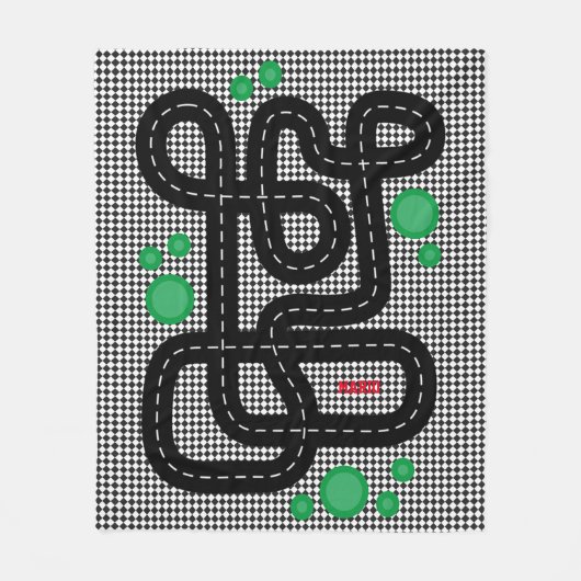 Couverture Polaire Piste Enfants Playmat Voitures Camions Nom Garçons (Devant)