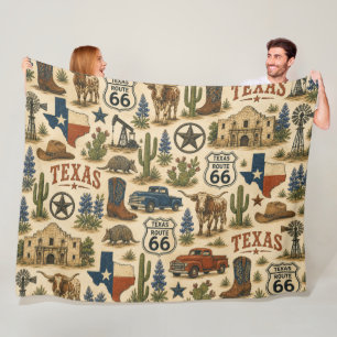 Couverture Polaire Piste Ranch Cozy Texas Route 66