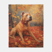 Couverture Polaire Pitbull à l'automne Feuilles automne Inspiration (Devant)
