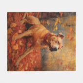 Couverture Polaire Pitbull à l'automne Feuilles automne Inspiration (Devant (Horizontal))