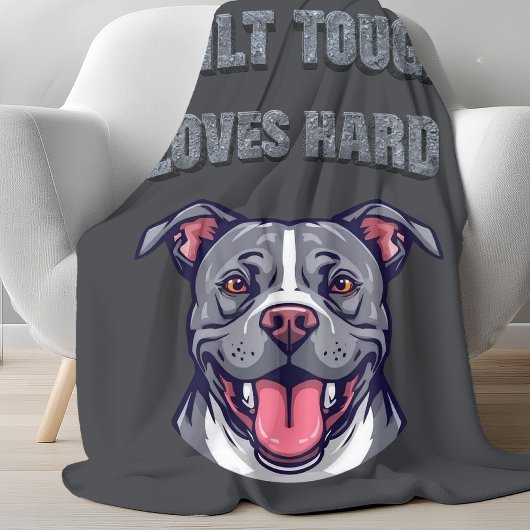 Couverture Polaire Pitbull Built Tough Loves Hard | Bully Dog Lover