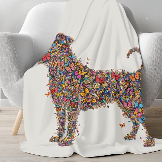 Couverture Polaire Pitbull Butterfly Silhouette Bully Dog Lover Bone