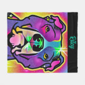 Couverture Polaire Pitbull Chien Pop Art Personnalisé (Devant (Horizontal))