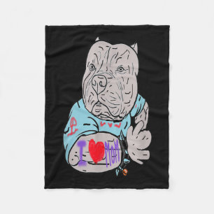 Couverture Polaire Pitbull Funny Chien I Love Maman Tattoo Cadeau