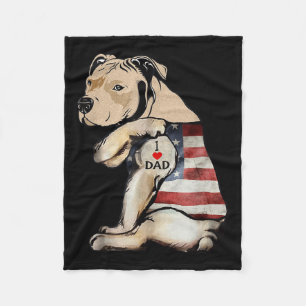 Couverture Polaire Pitbull I Love Papa Tattoo Fête des pères