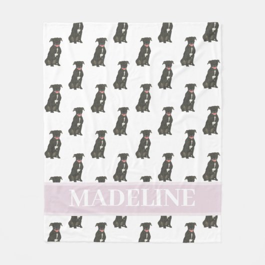 Couverture Polaire Pitbull Staffy (Noir) (Devant)