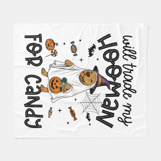 Couverture Polaire Pitpull Chien Halloween Ghost Éffrayant (Devant (Horizontal))