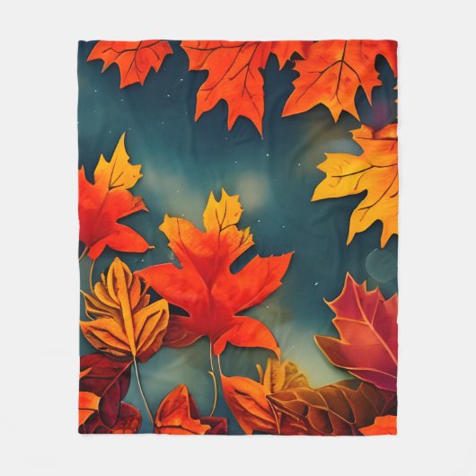Couverture Polaire Pittoresque Rustique Feuille d'érable d'automne (Devant)