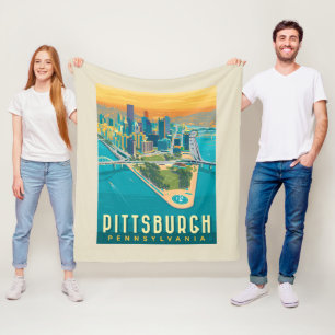 Couverture Polaire Pittsburgh, PA Vue oeil d'oiseau
