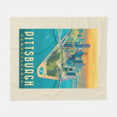 Couverture Polaire Pittsburgh, PA | Vue oeil d'oiseau (Devant (Horizontal))