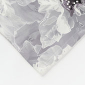 Couverture Polaire pivoines, gris et blanc, fleurs florales, blanches (Coin)
