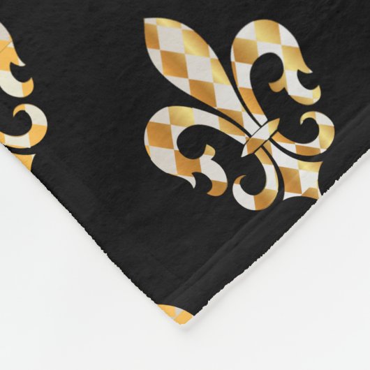 Couverture Polaire PixDezines fleur de lis/noir/or (Coin)
