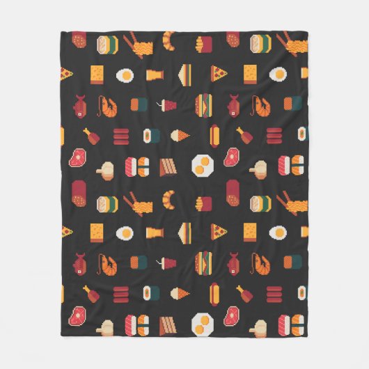 Couverture Polaire Pixel art nourriture, texture transparente. (Devant)