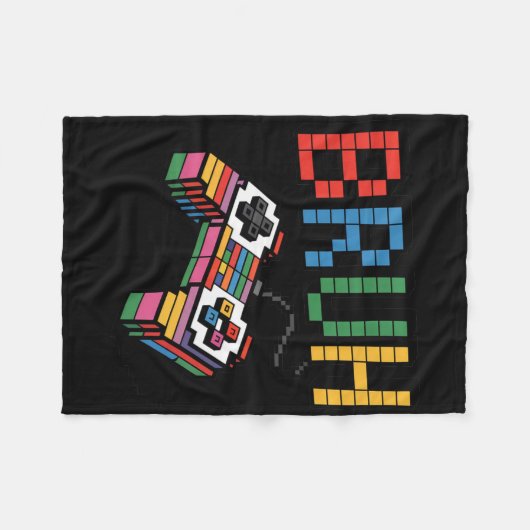 Couverture Polaire Pixel Block Gamer Controller Bruh Funny Retro Styl (Devant (Horizontal))