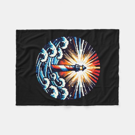Couverture Polaire Pixel Lighthouse - Ocean Waves & Coastal Beacon (Devant (Horizontal))