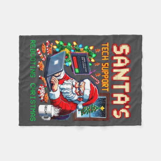 Couverture Polaire Pixel Support Rebooting Santa's Tech (Devant (Horizontal))