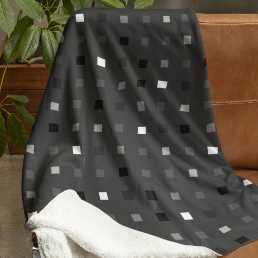 Couverture Polaire Pixels Joués Vérifier le Motif noir gris