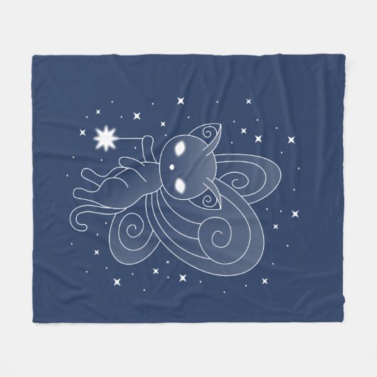 Couverture Polaire Pixie Chat - Fée Ailes Kitty sur Bleu (Devant (Horizontal))