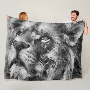 Couverture Polaire Placid Lion Face Argent