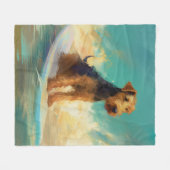 Couverture Polaire Plage d'Airedale Surf Painting (Devant (Horizontal))