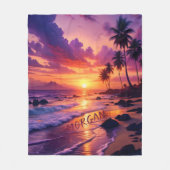 Couverture Polaire Plage de coucher de soleil tropicale customisée - (Devant)