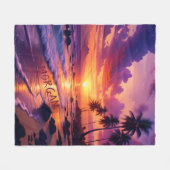 Couverture Polaire Plage de coucher de soleil tropicale customisée - (Devant (Horizontal))