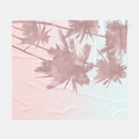 Couverture Polaire Plage de Palmiers roses Gold Rose Ombre Palmiers C (Devant (Horizontal))