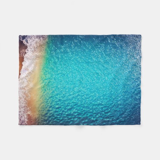 Couverture Polaire plage de sable bleu orange (Devant (Horizontal))