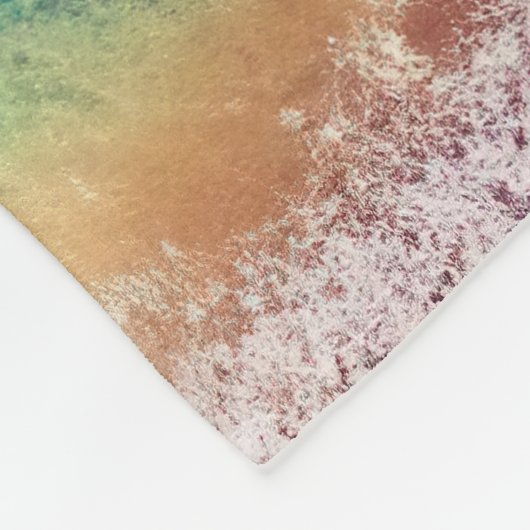 Couverture Polaire plage de sable bleu orange (Coin)