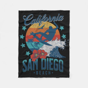 Couverture Polaire Plage de San Diego Californie Surfant Vacance Vint