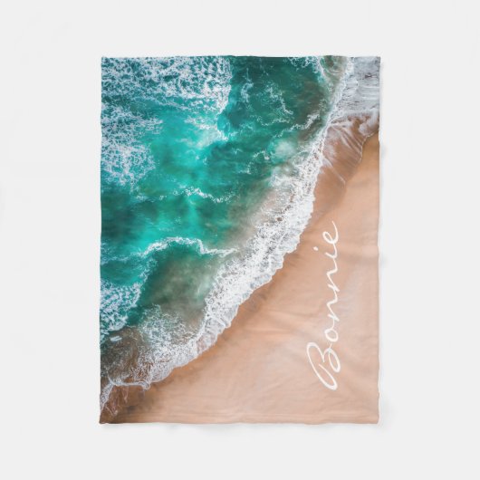 Couverture Polaire Plage d'eau de mer sable tropical été (Devant)