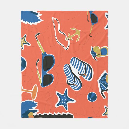 Couverture Polaire Plage d'été : Relaxant Motif sans couture. (Devant)