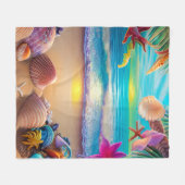 Couverture Polaire Plage d'imaginaire mystique coucher de soleil avec (Devant (Horizontal))