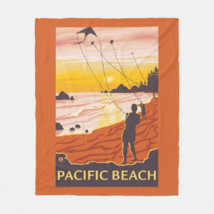 Couverture Polaire Plage et cerfs-volants - plage Pacifique,