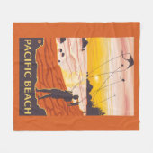 Couverture Polaire Plage et cerfs-volants - plage Pacifique, (Devant (Horizontal))