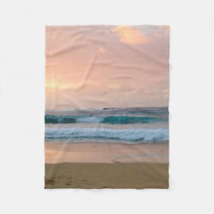 Couverture Polaire Plage et océan au coucher du soleil