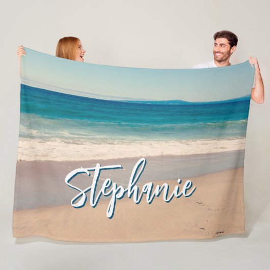 Couverture Polaire Plage personnalisée Photo Ocean Blue Pittoresque L (En situation)