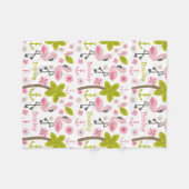 Couverture Polaire Plage rose de palmiers de Flamants roses (Devant (Horizontal))