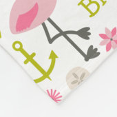 Couverture Polaire Plage rose de palmiers de Flamants roses (Coin)