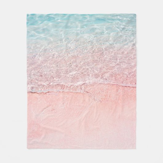 Couverture Polaire Plage rose et vague (Devant)