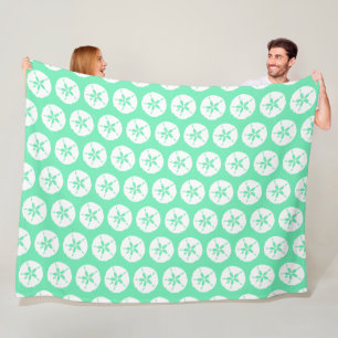 Couverture Polaire Plage Seafoam Green and White Sand Dollar Seashell
