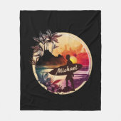 Couverture Polaire Plage Sunset Surfer Rétro (Devant)