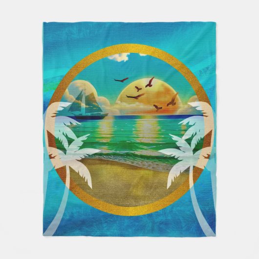 Couverture Polaire Plage tropicale moderne Palm Trees Sunset Vacances (Devant)