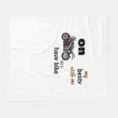 Couverture Polaire plaid blanc hachuré avec moto de course (Devant (Horizontal))