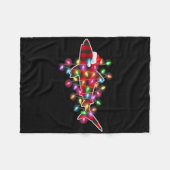 Couverture Polaire Plaid Buffalo Shark Christmas Pajamas Xmas Lights  (Devant (Horizontal))