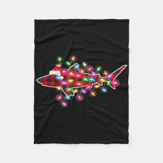 Couverture Polaire Plaid Buffalo Shark Christmas Pajamas Xmas Lights  (Devant)